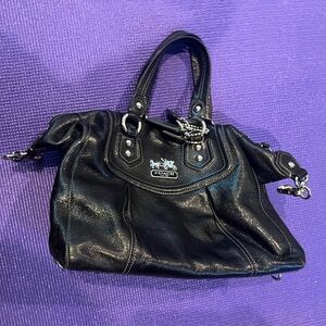 Black coach handbag purse leather